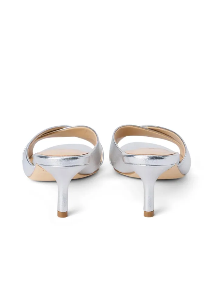 L039Agence Sandals and Wedges Women Aveline KittenHeel Sandal Silver Leather L039Agence Sandals and Wedges Women Aveline KittenHeel Sandal Silver Leather