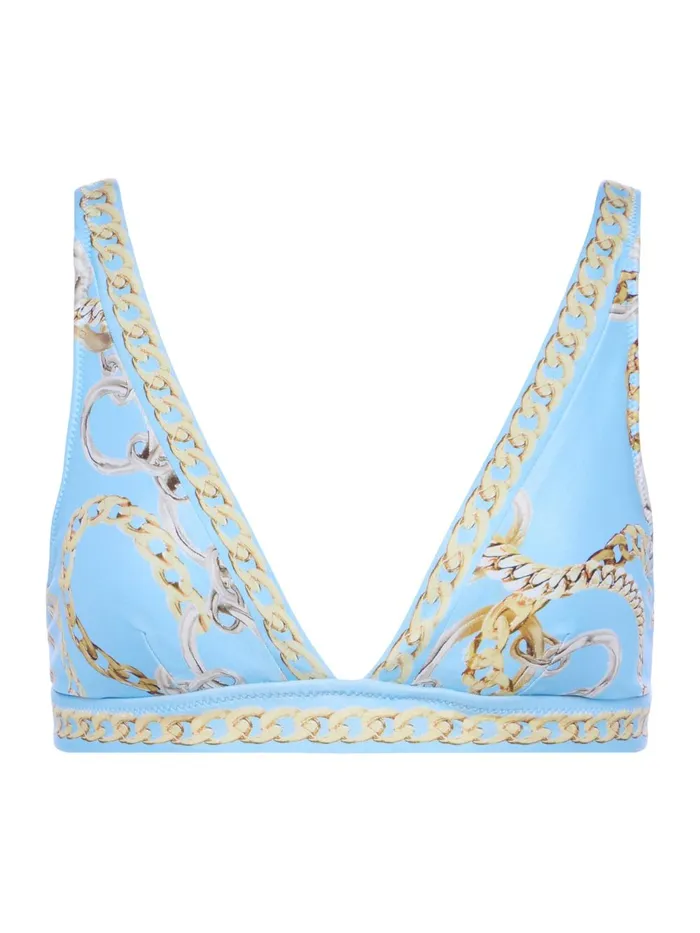 L039Agence Swimwear Women Lexie Bikini Top Sky Blue Multi Chain L039Agence Swimwear Women Lexie Bikini Top Sky Blue Multi Chain