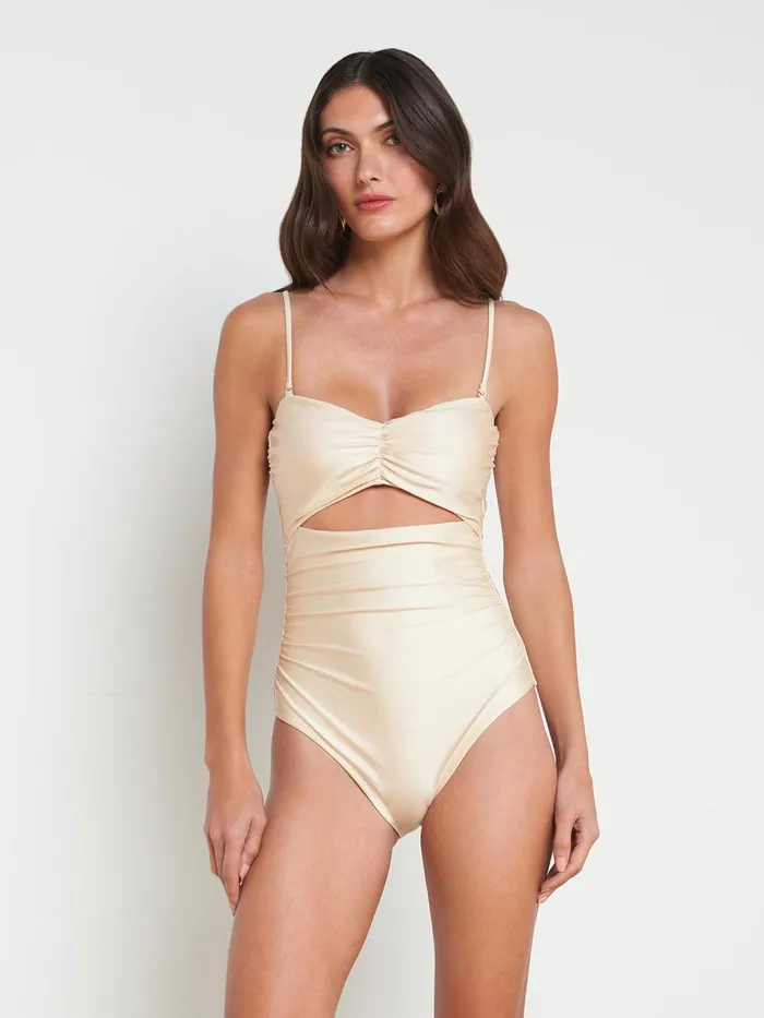 L039Agence Swimwear Women Lily CutOut OnePiece Swimsuit Champagne L039Agence Swimwear Women Lily CutOut OnePiece Swimsuit Champagne