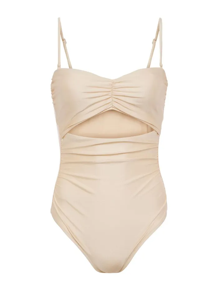 L039Agence Swimwear Women Lily CutOut OnePiece Swimsuit Champagne L039Agence Swimwear Women Lily CutOut OnePiece Swimsuit Champagne