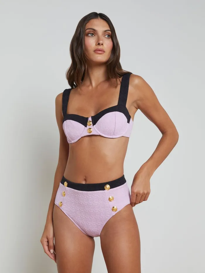 L039Agence Swimwear Women Vanessa HighWaisted Bikini Bottom Light Violetblack L039Agence Swimwear Women Vanessa HighWaisted Bikini Bottom Light Violetblack
