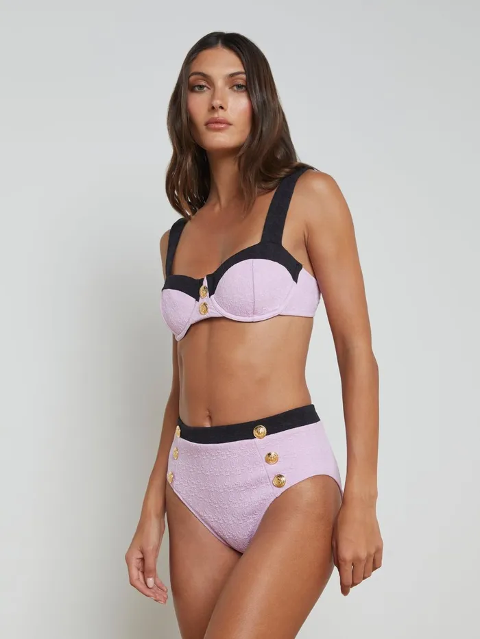 L039Agence Swimwear Women Vanessa HighWaisted Bikini Bottom Light Violetblack L039Agence Swimwear Women Vanessa HighWaisted Bikini Bottom Light Violetblack