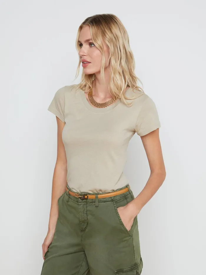 L039Agence Tees Women Cory Cotton Scoopneck Tee Biscuit L039Agence Tees Women Cory Cotton Scoopneck Tee Biscuit