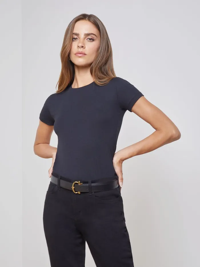 L039Agence Tees Women Ressi Fitted Tee Black Micro Modal
