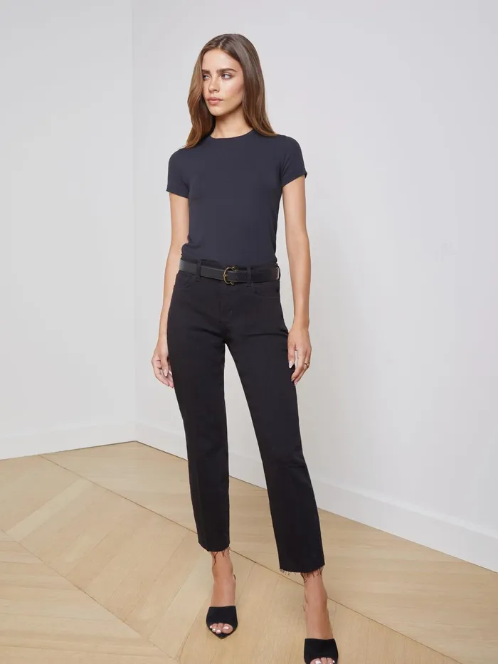 L039Agence Tees Women Ressi Fitted Tee Black Micro Modal L039Agence Tees Women Ressi Fitted Tee Black Micro Modal