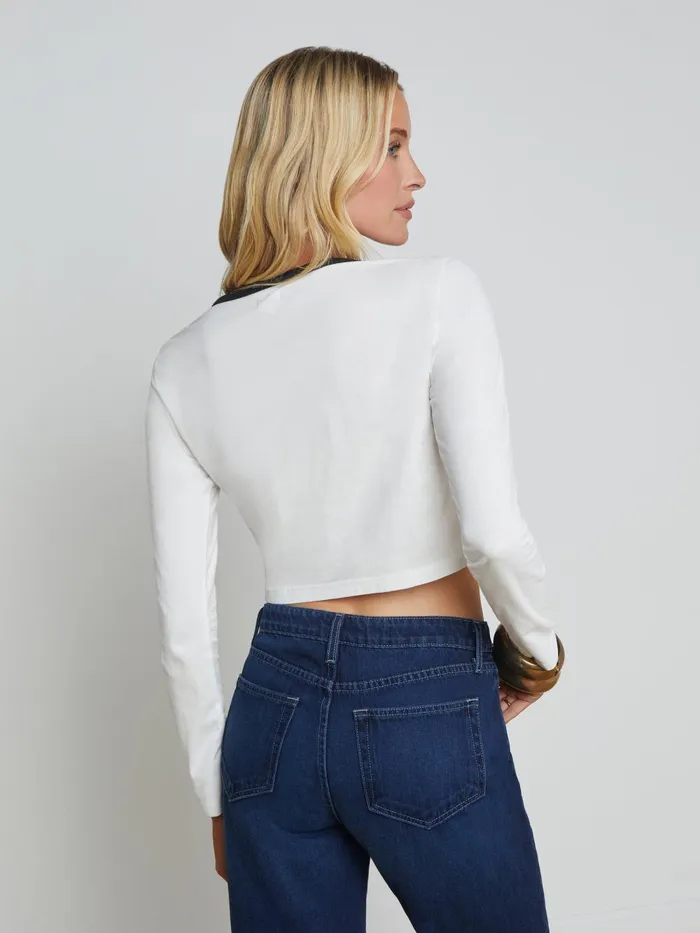 L039Agence Tees Women Romi Long Sleeve Logo Tee Whiteblack L039Agence Tees Women Romi Long Sleeve Logo Tee Whiteblack