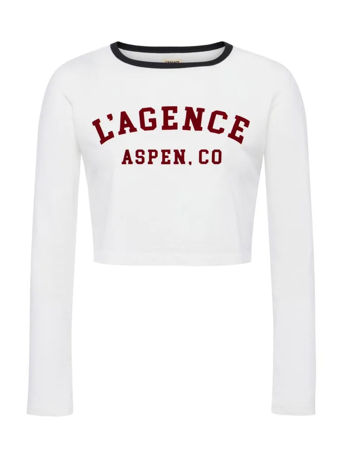 L039Agence Tees Women Romi Long Sleeve Logo Tee Whiteblack L039Agence Tees Women Romi Long Sleeve Logo Tee Whiteblack