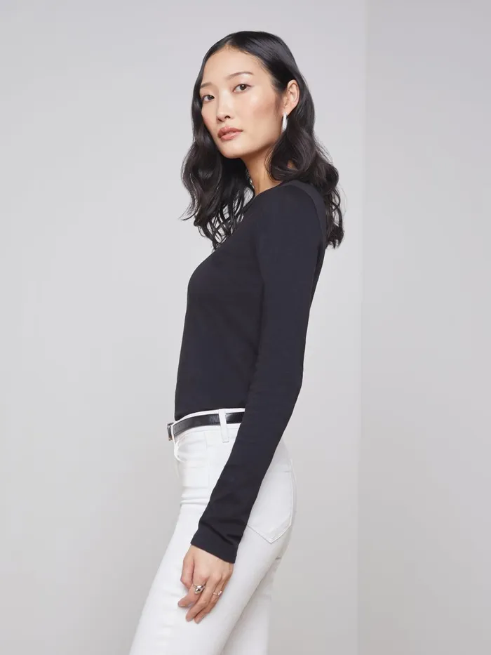 L039Agence Tees Women Tess Long Sleeve Tee Black L039Agence Tees Women Tess Long Sleeve Tee Black