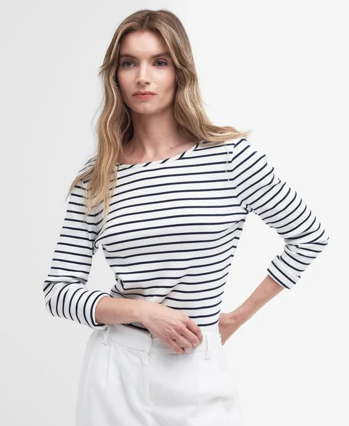 Langton Striped TShirt Cloud Stripe Women Barbour TShirts