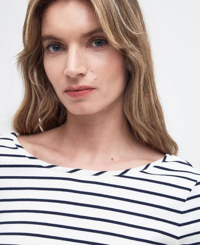 Langton Striped TShirt Cloud Stripe Women Barbour TShirts