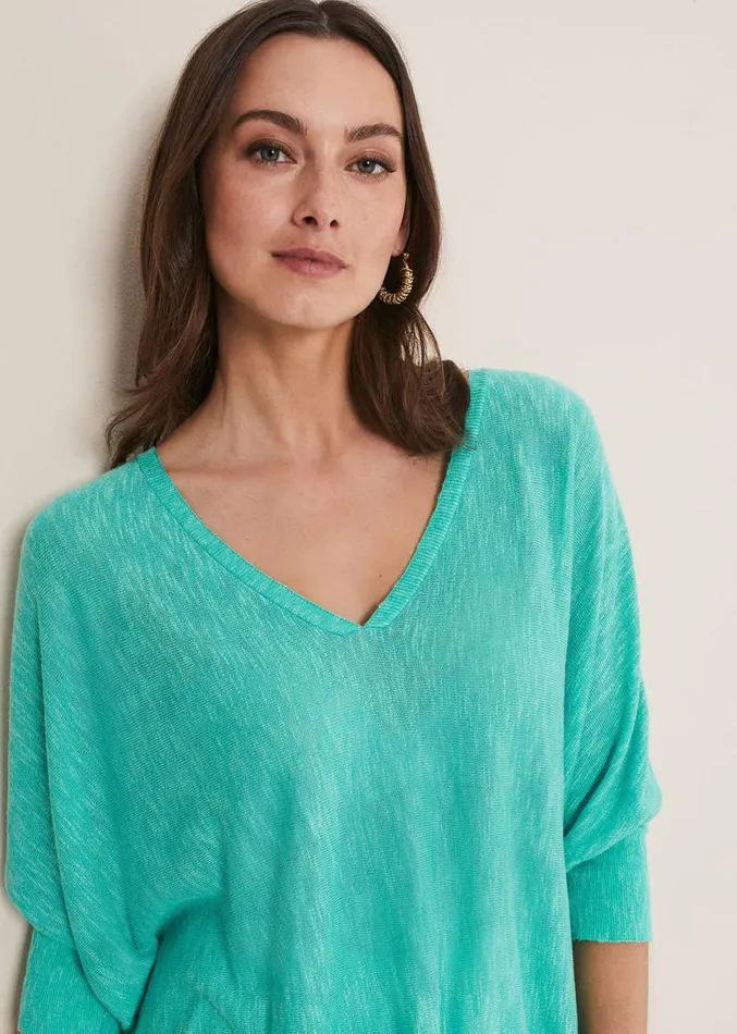 Larisa V Neck Knit Aqua Women Phase Eight Knitwear