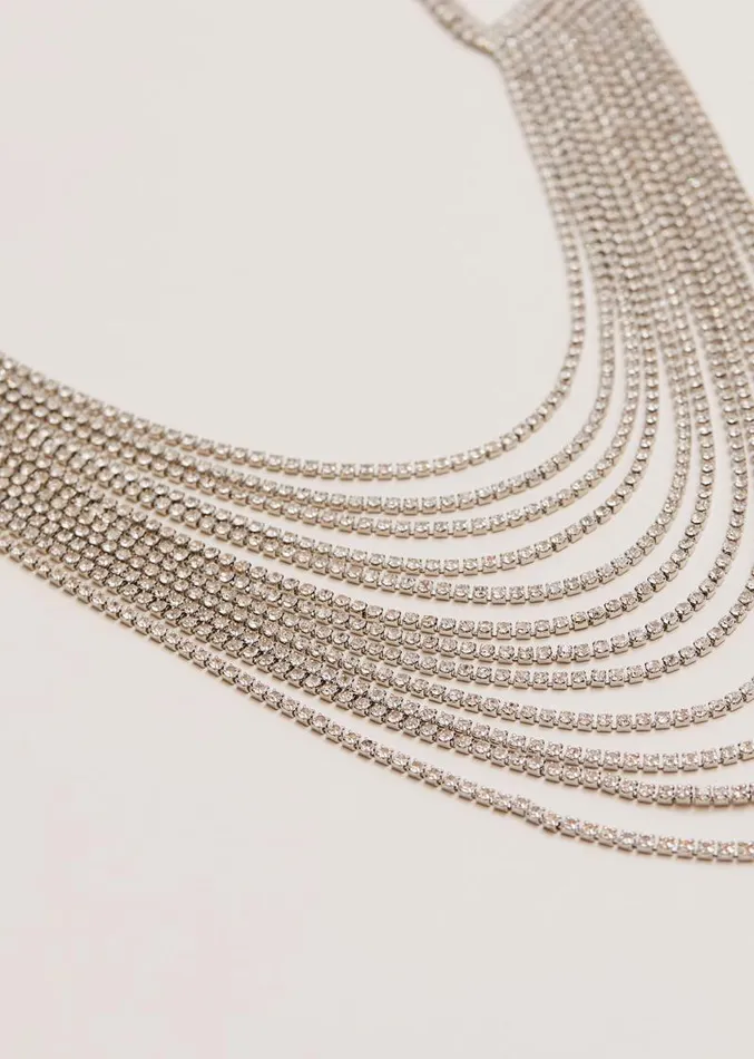 Layered Stone Necklace Silver Women Phase Eight Jewellery