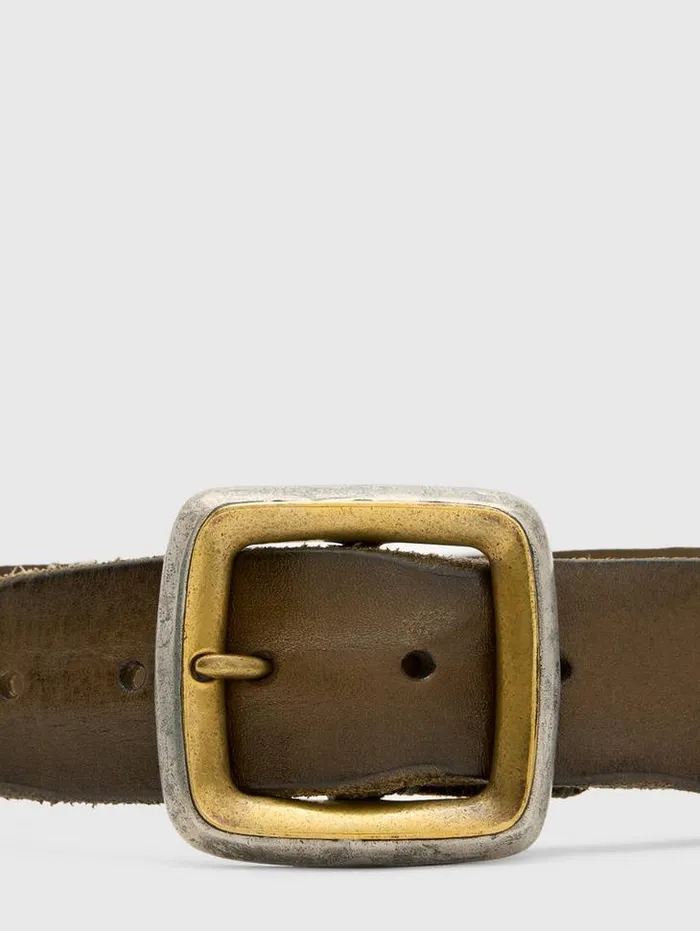 Leather Belts Men John Varvatos DOYER STUDDED BELT Olive
