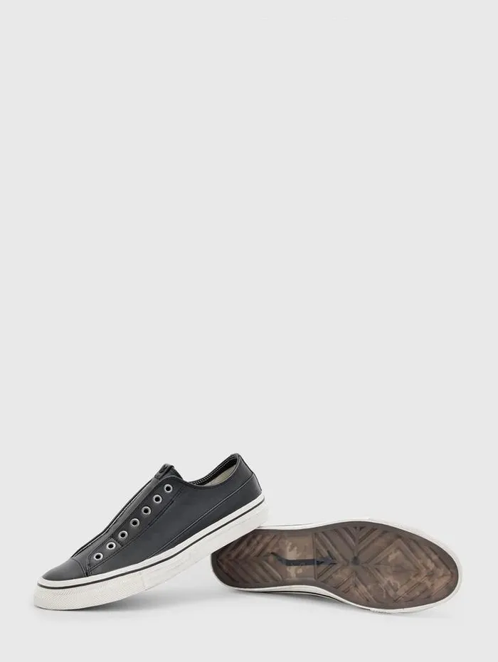 Leather Sneakers Men John Varvatos VULC LACELESS LOW TOP Black