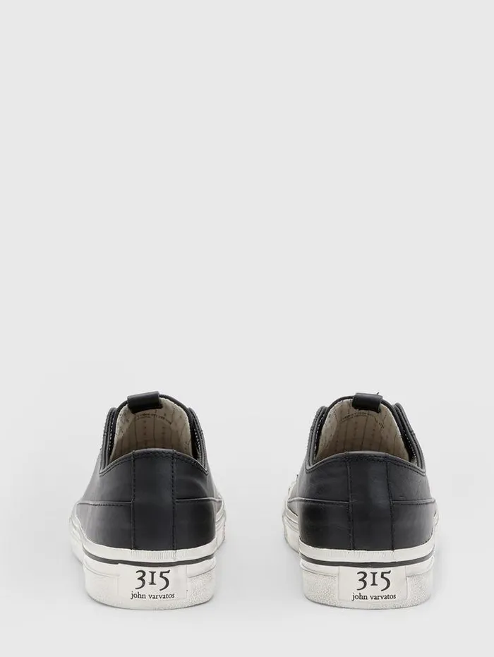 Leather Sneakers Men John Varvatos VULC LACELESS LOW TOP Black