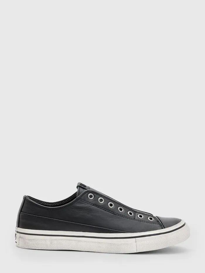 Leather Sneakers Men John Varvatos VULC LACELESS LOW TOP Black