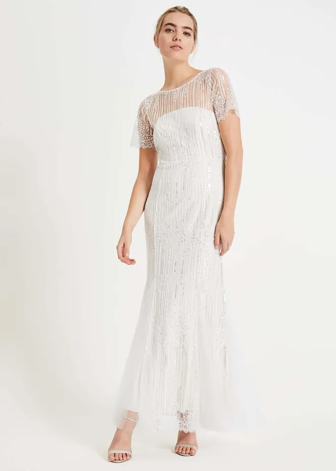 Leonora Sequin Bridal Dress Almond Women Phase Eight Dresses