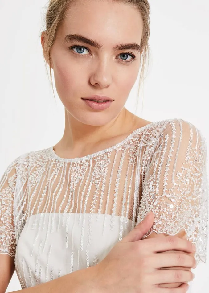 Leonora Sequin Bridal Dress Almond Women Phase Eight Dresses