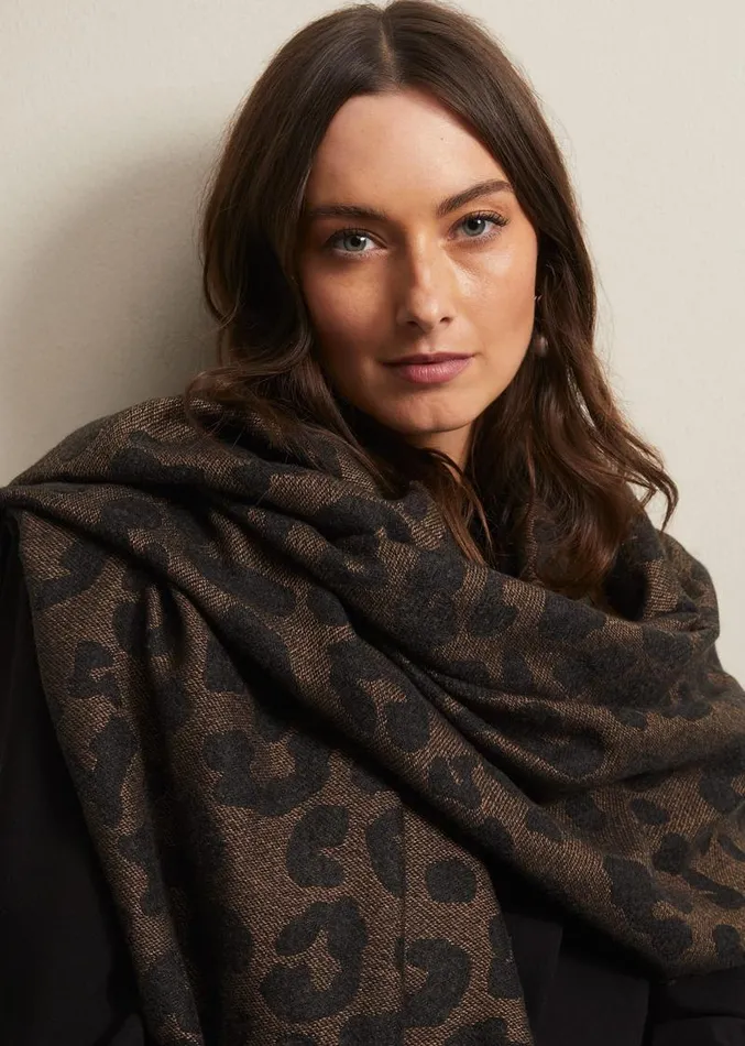 Leopard Scarf Black Multi Women Phase Eight Scarves