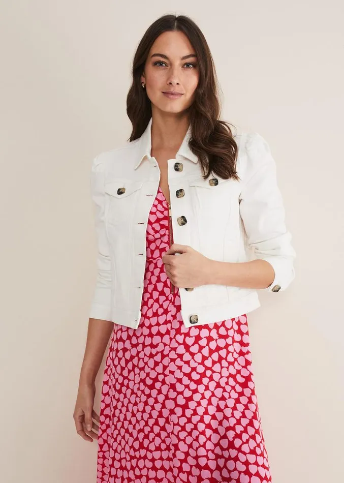Lettie Denim Jacket White Women Phase Eight Jackets