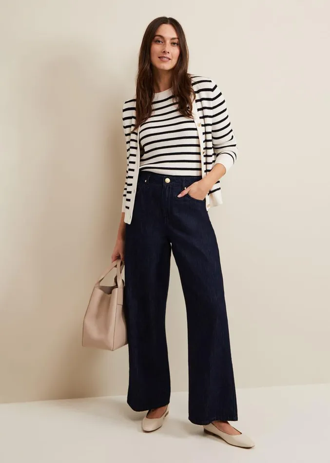 Liana Dark Wash Wide Leg Jean Dark Wash Women Phase Eight Trousers
