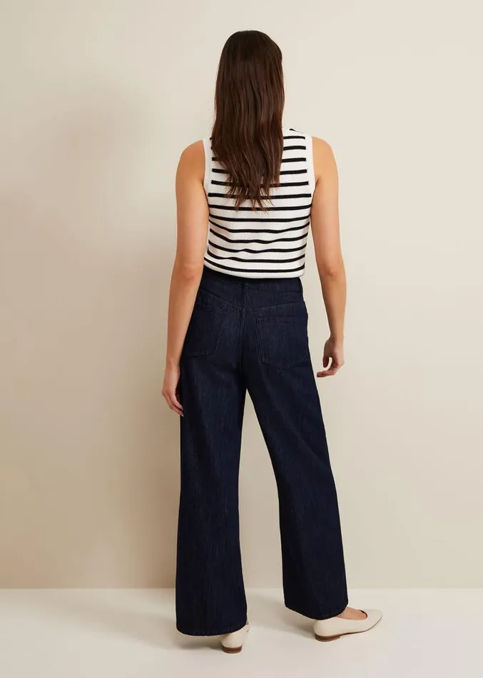 Liana Dark Wash Wide Leg Jean Dark Wash Women Phase Eight Trousers