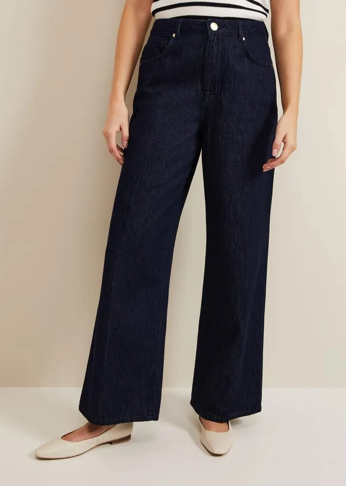 Liana Dark Wash Wide Leg Jean Dark Wash Women Phase Eight Trousers