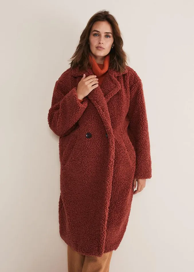 Libbie Longline Teddy Coat Rust Women Phase Eight Coats
