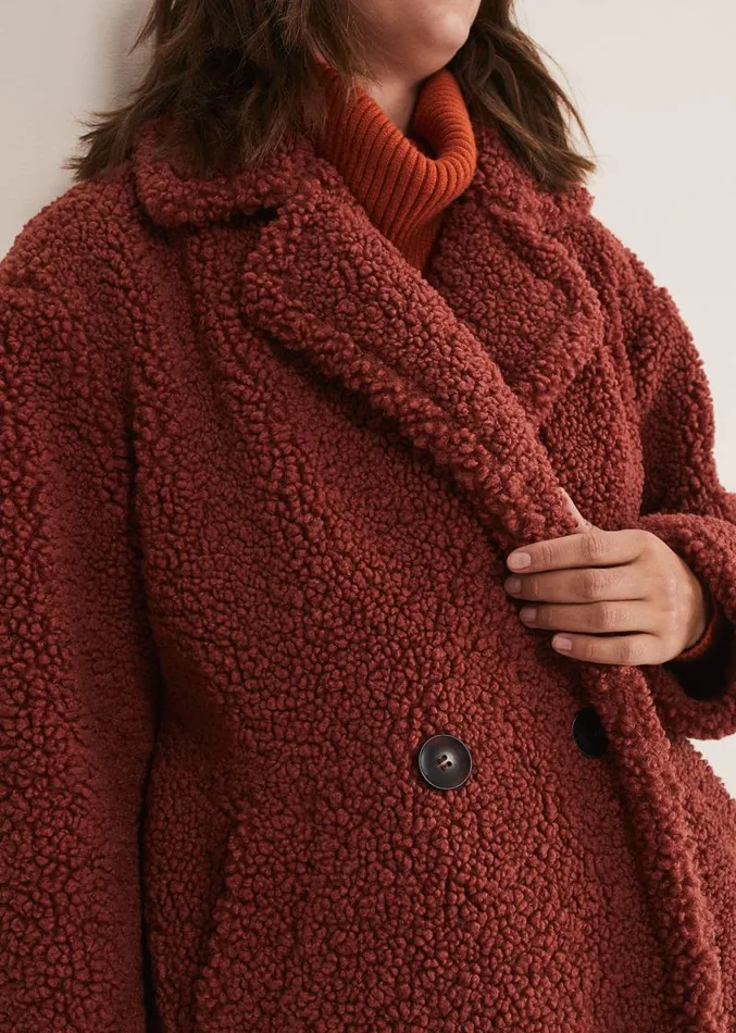 Libbie Longline Teddy Coat Rust Women Phase Eight Coats