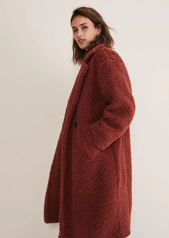 Libbie Longline Teddy Coat Rust Women Phase Eight Coats