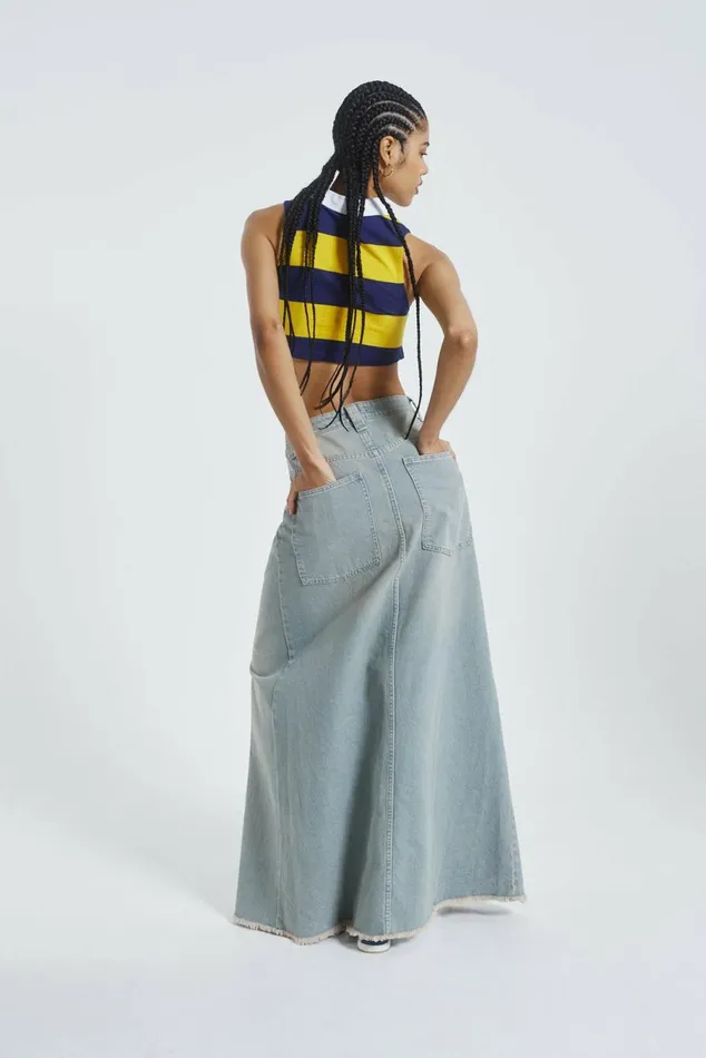 Light Wash Denim Colossus Maxi Skirt Blue Women Jaded London Colossus Jeans