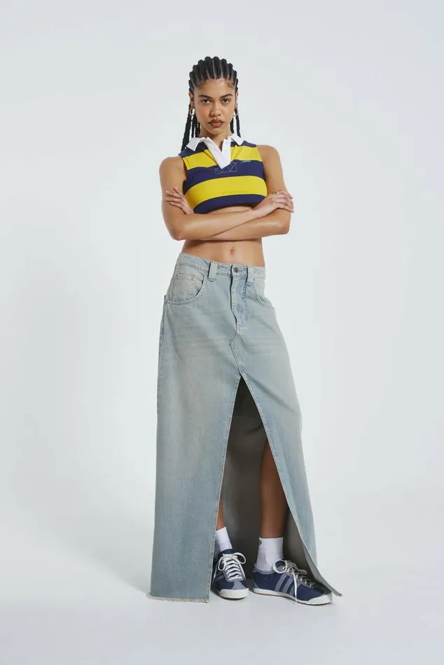 Light Wash Denim Colossus Maxi Skirt Blue Women Jaded London Colossus Jeans Light Wash Denim Colossus Maxi Skirt Blue Women Jaded London Colossus Jeans