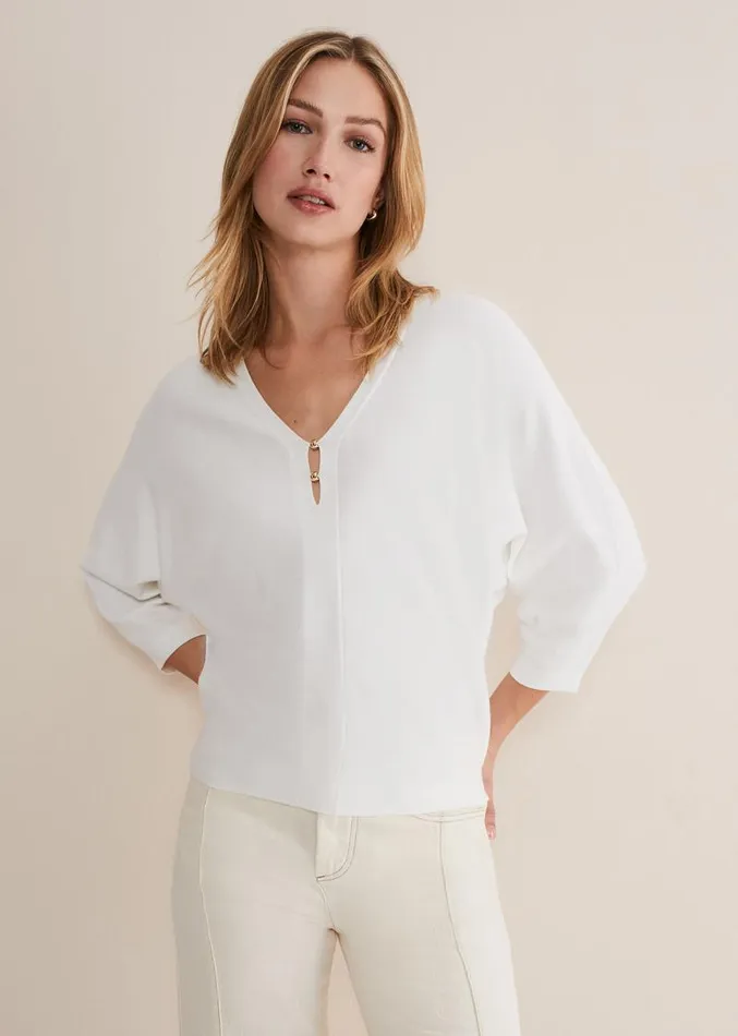 Lilliah Fine Knit Embellished Jumper Ivory Women Phase Eight Knitwear