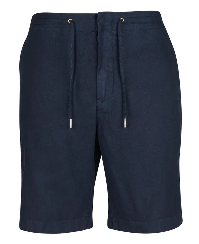 Linen Cotton Mix Shorts Military Green Men Barbour Trousers and Shorts
