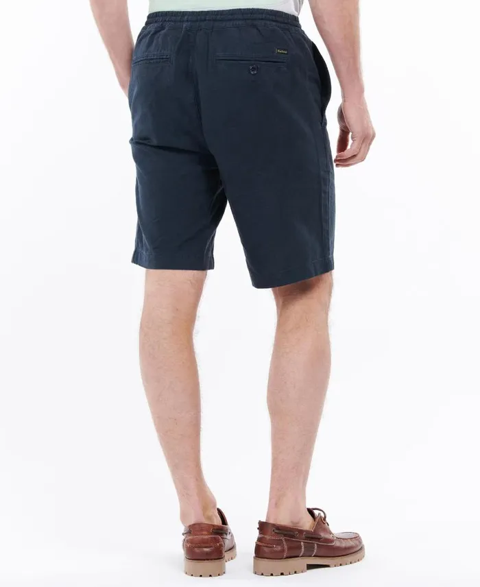 Linen Cotton Mix Shorts Military Green Men Barbour Trousers and Shorts