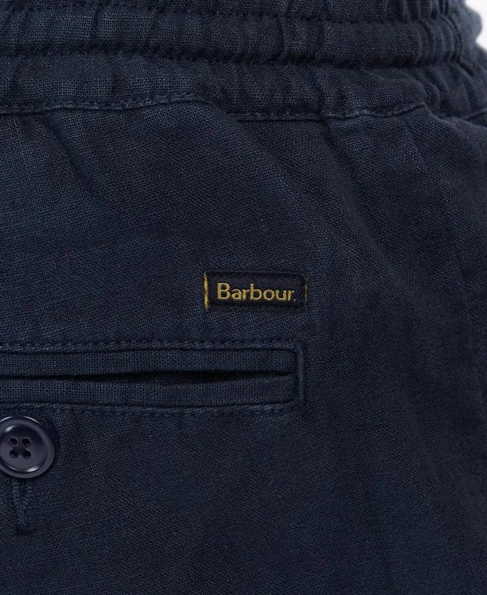 Linen Cotton Mix Shorts Military Green Men Barbour Trousers and Shorts