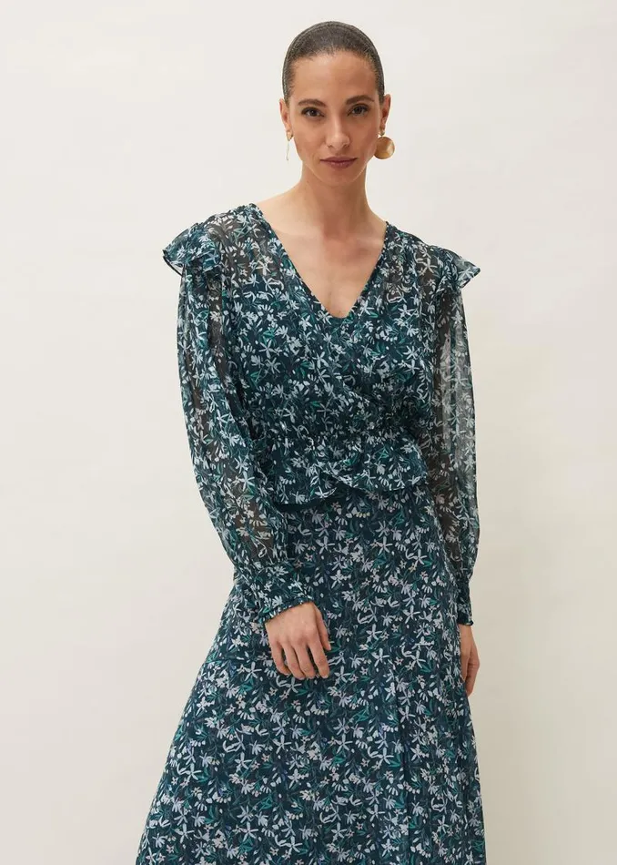 Lola Floral Blouse Petrol Women Phase Eight Shirts and Blouses