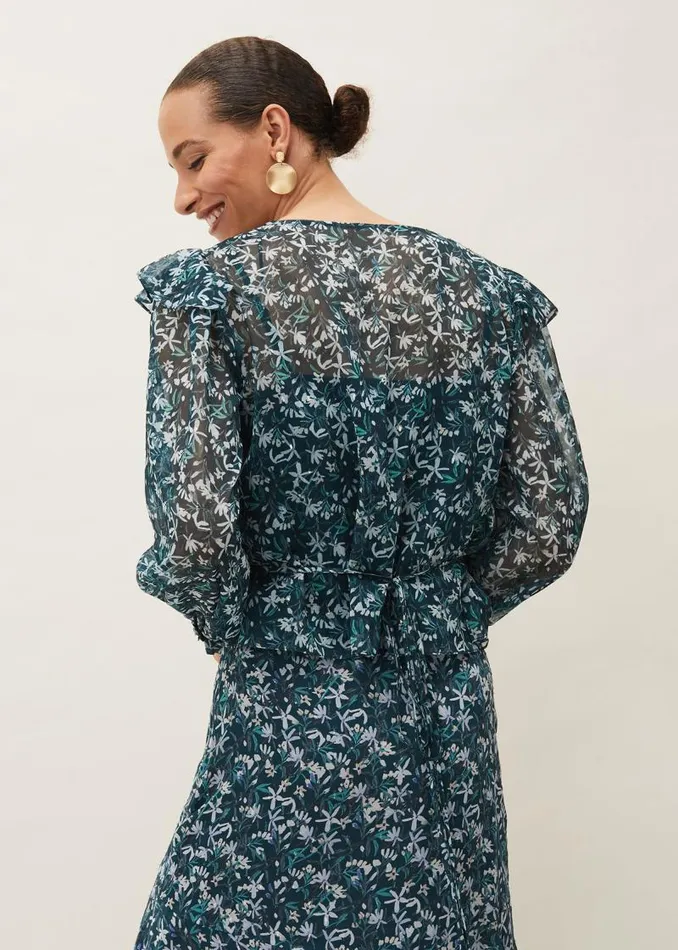 Lola Floral Blouse Petrol Women Phase Eight Shirts and Blouses
