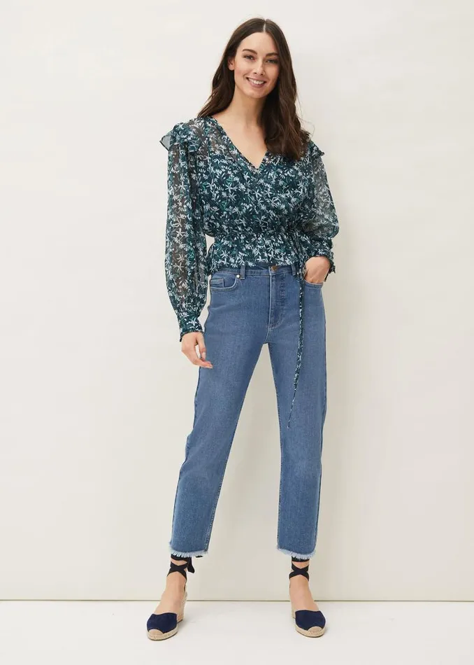 Lola Floral Blouse Petrol Women Phase Eight Shirts and Blouses
