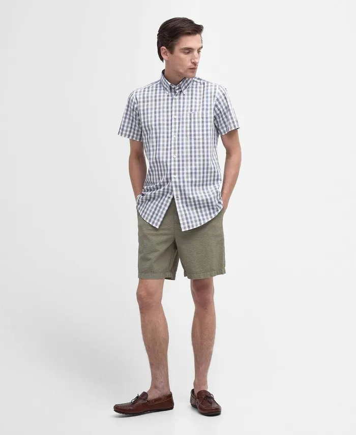 Longstone Tailored ShortSleeved Shirt Stone Men Barbour Shirts