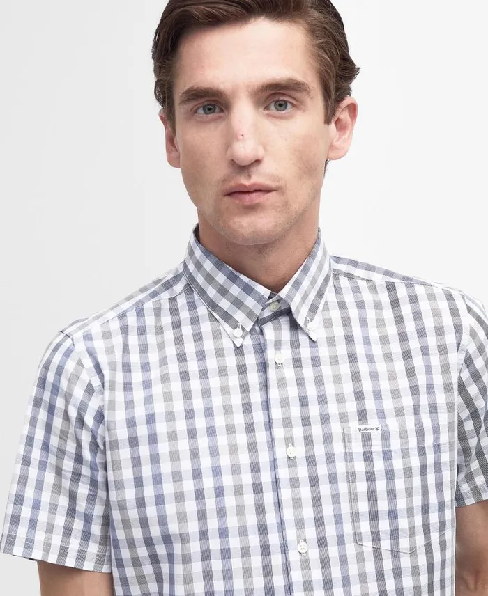 Longstone Tailored ShortSleeved Shirt Stone Men Barbour Shirts