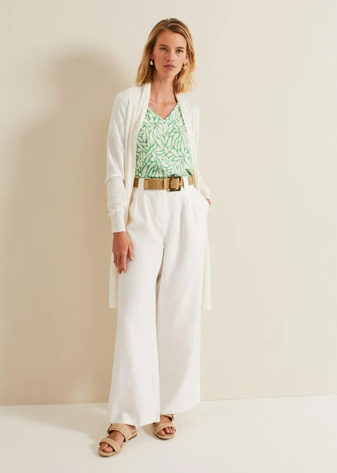 Louise Linen Longline Cardigan Ivory Women Phase Eight Knitwear