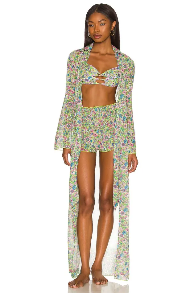 Lovers and Friends Jackets and Coats Women Ring My Bell Robe Lime Hippy Floral Lovers and Friends Jackets and Coats Women Ring My Bell Robe Lime Hippy Floral