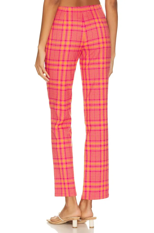 Lovers and Friends Pants Women Rodeo Pant Pink and Orange Plaid Lovers and Friends Pants Women Rodeo Pant Pink and Orange Plaid