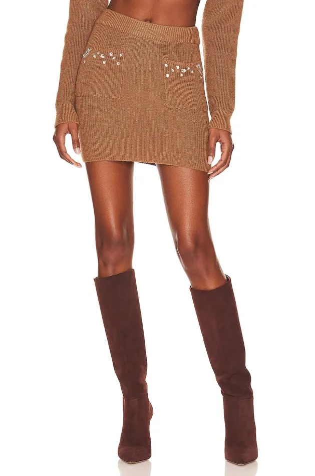 Lovers and Friends Skirts Women Estella Embellished Mini Skirt Chestnut