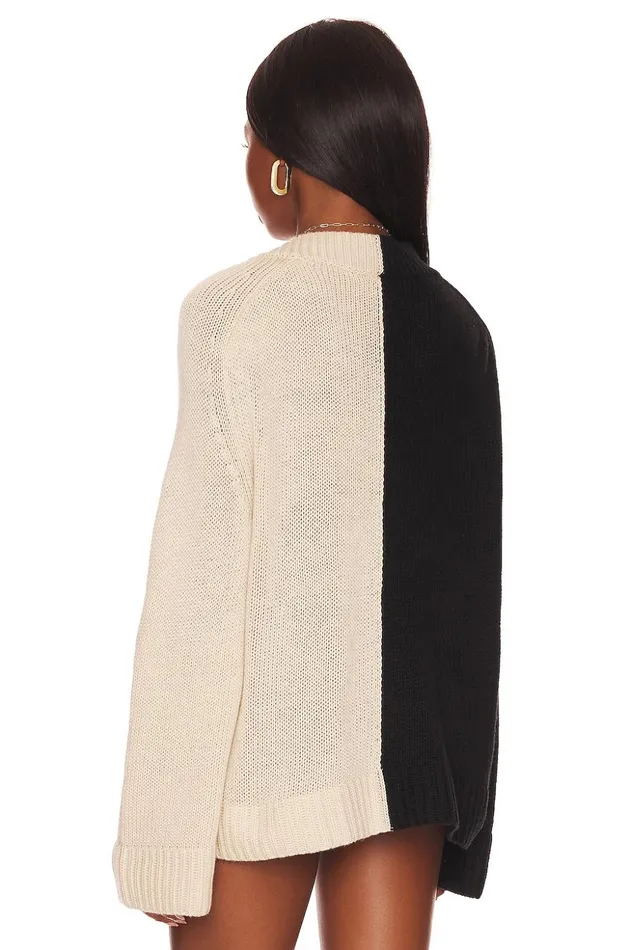 Lovers and Friends Sweaters and Knits Women Earlene Color Block V Neck Black and Ivory Lovers and Friends Sweaters and Knits Women Earlene Color Block V Neck Black and Ivory