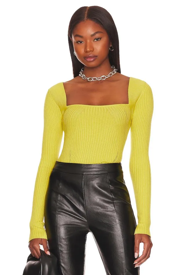 Lovers and Friends Sweaters and Knits Women Tie Back Fitted Rib Sweater Lime