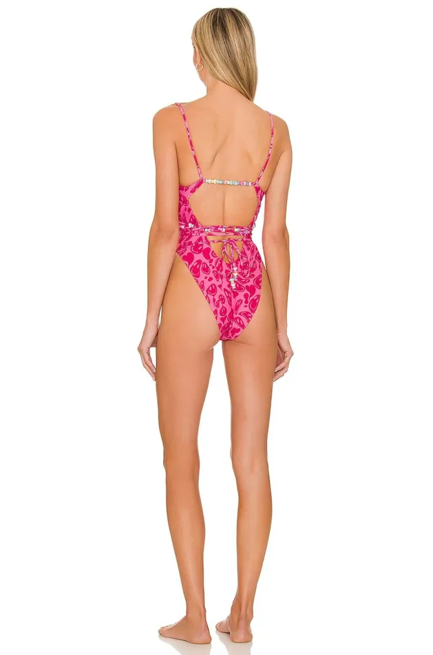 Lovers and Friends Swimsuits and CoverUps Women Wild Side One Piece Fuschia Pink Smiles Lovers and Friends Swimsuits and CoverUps Women Wild Side One Piece Fuschia Pink Smiles