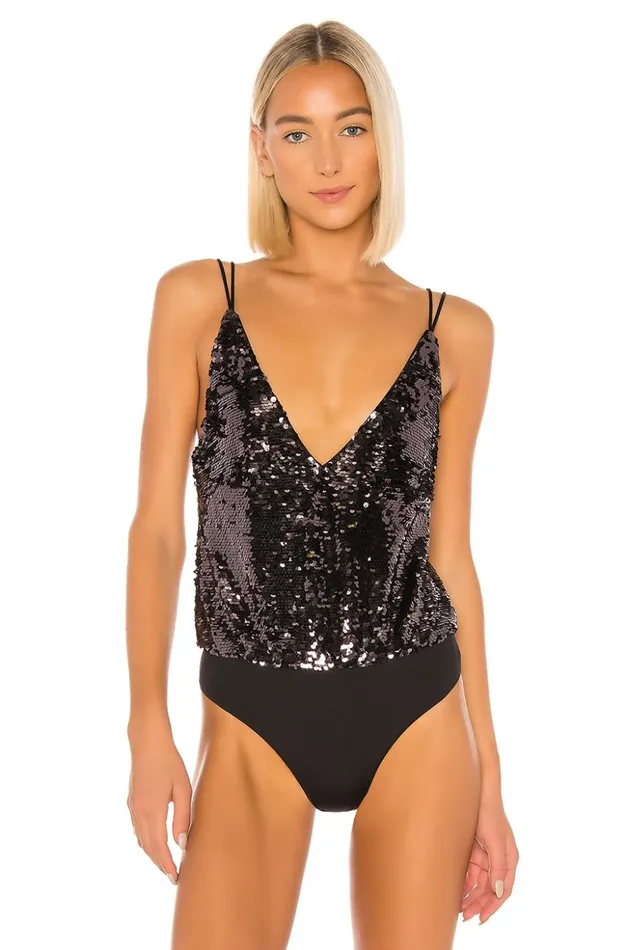 Lovers and Friends Tops Women Alex Bodysuit Gunmetal Lovers and Friends Tops Women Alex Bodysuit Gunmetal