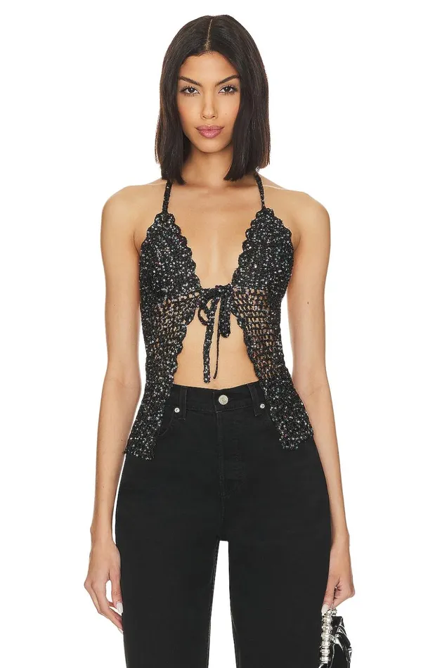 Lovers and Friends Tops Women Arian Halter Tie Top Black